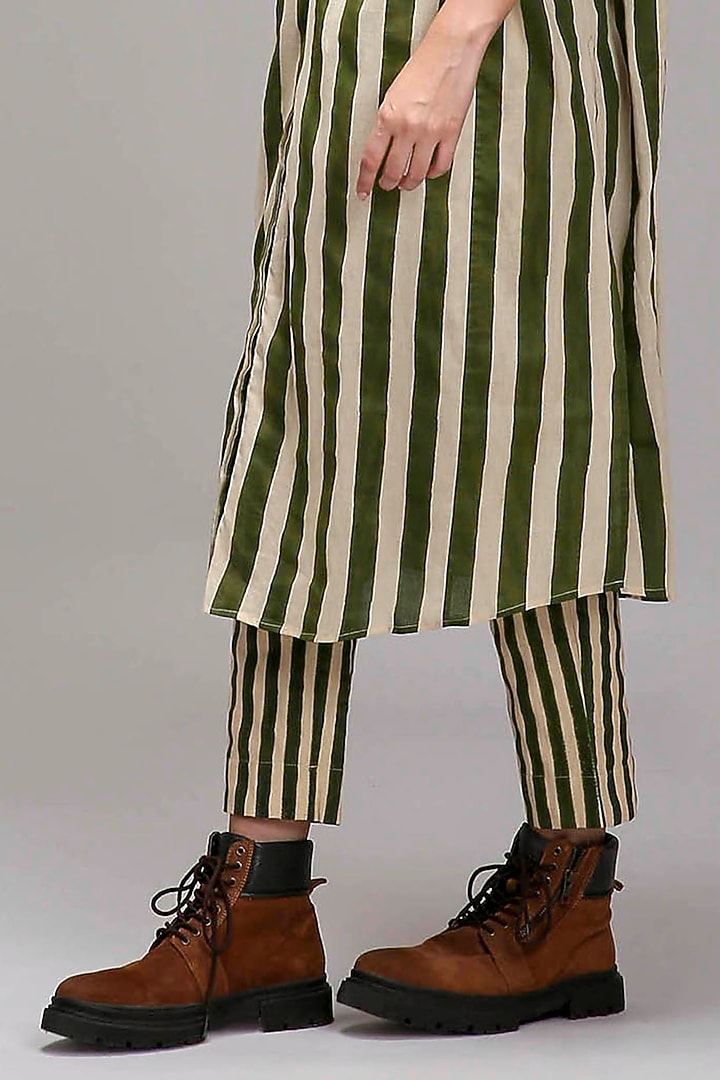 Off-White Handwoven Cotton Printed Tunic Set by Mati at Pernia's Pop Up Shop
