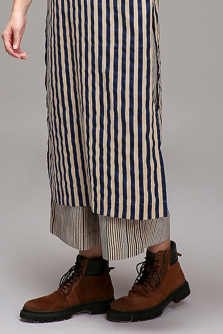 Off-White Handspun Cotton Embroidered & Printed Tunic by Mati at Pernia's Pop Up Shop