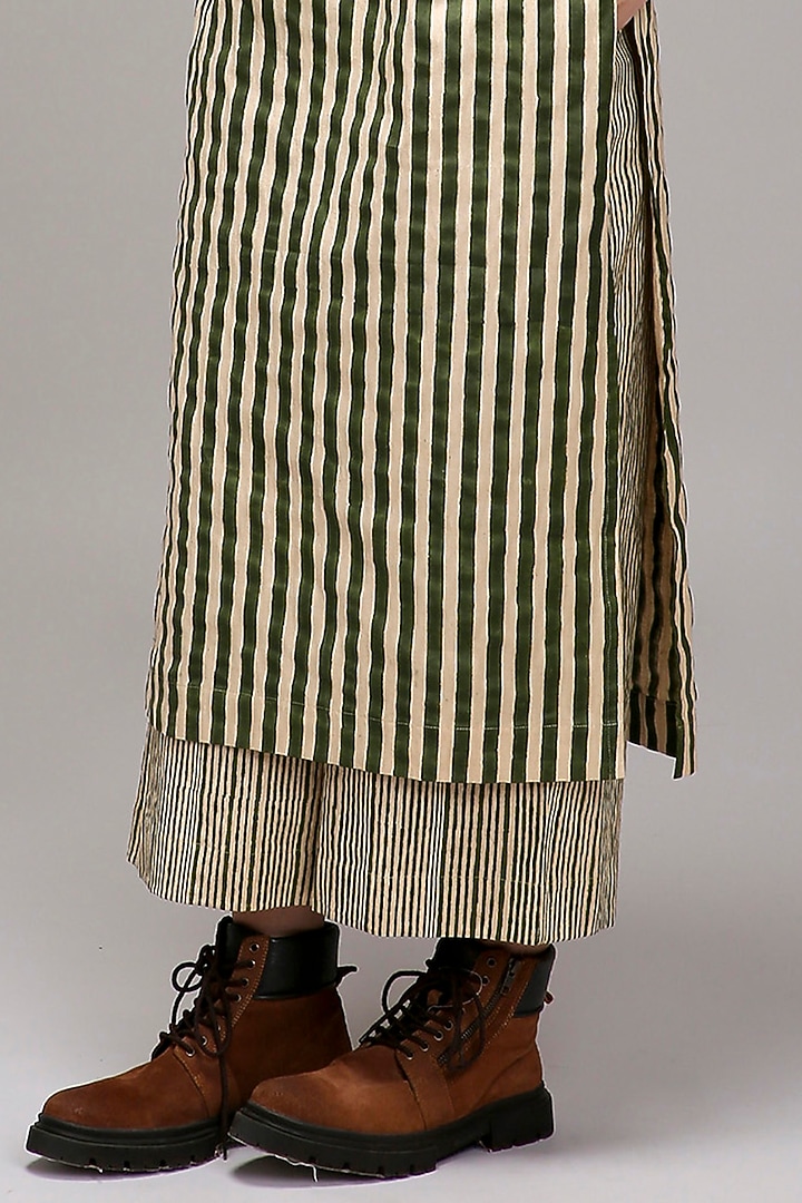 Off-White Handspun Cotton Embroidered & Printed Tunic Set by Mati at Pernia's Pop Up Shop