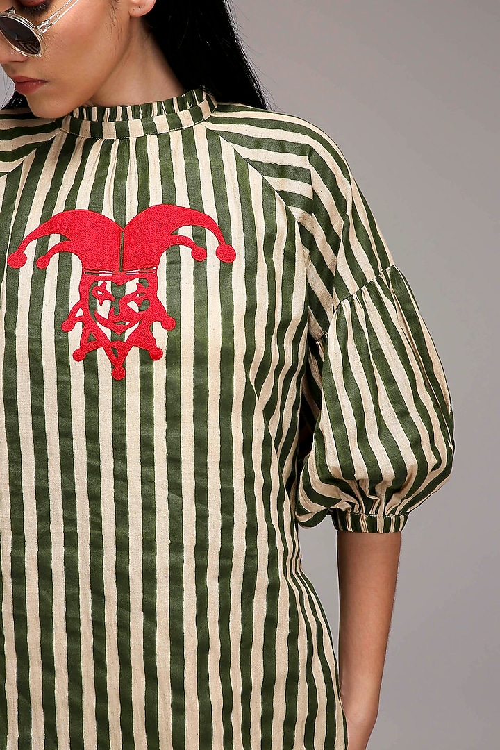 Off-White Handspun Cotton Embroidered & Printed Tunic Set by Mati at Pernia's Pop Up Shop