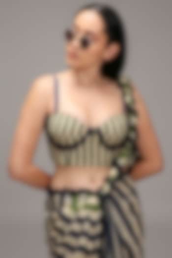 Off-White Handspun Cotton Printed Corset by Mati at Pernia's Pop Up Shop