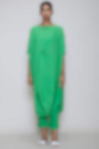 Green Handwoven Cotton Harem Pant Set by Mati at Pernia's Pop Up Shop