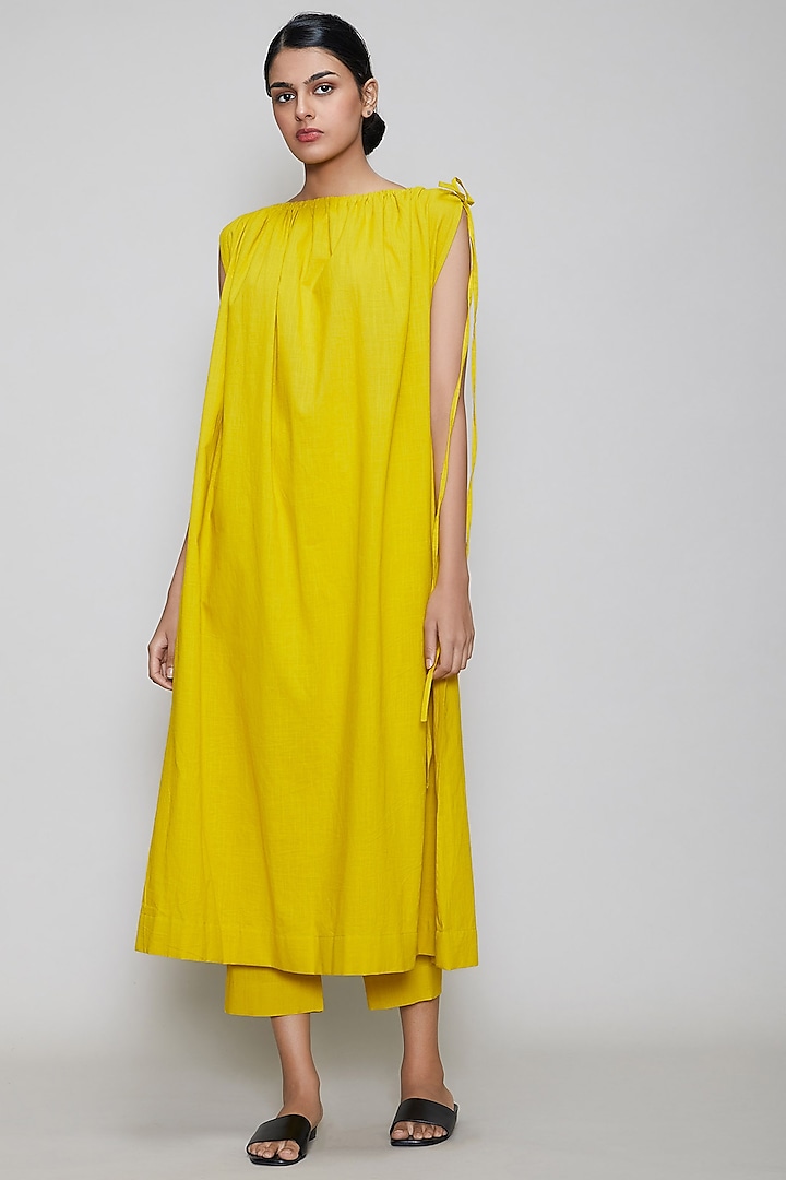 Yellow Shift Tunic With Drawstrings by Mati at Pernia's Pop Up Shop