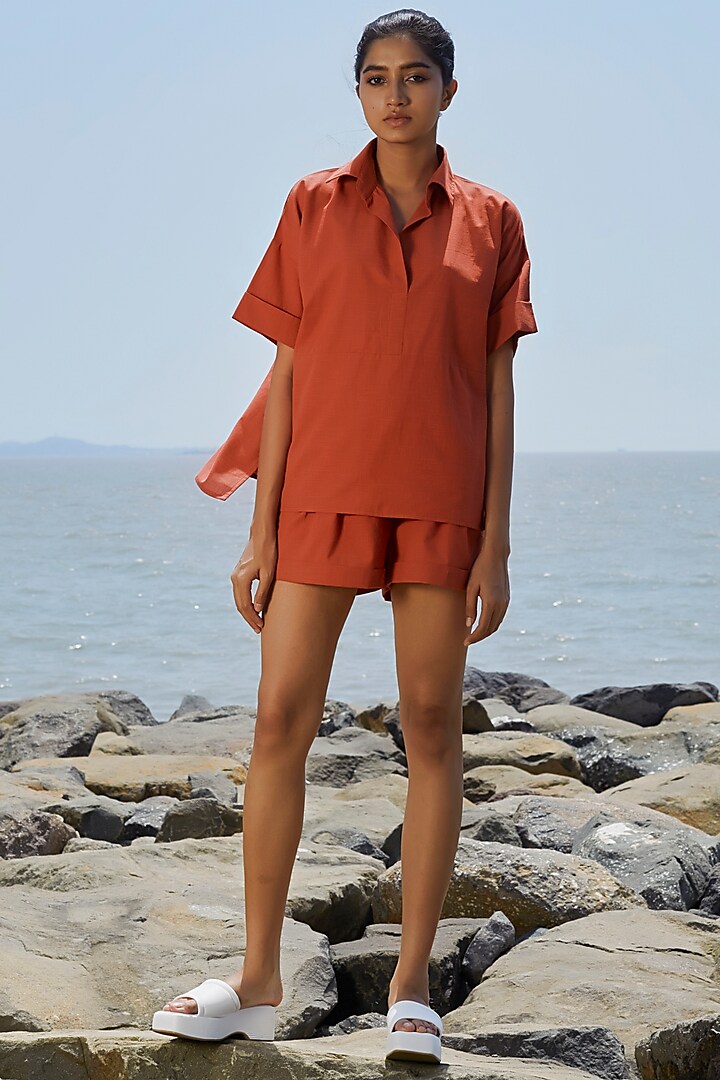 Rust Cotton Co-Ord Set by Mati at Pernia's Pop Up Shop