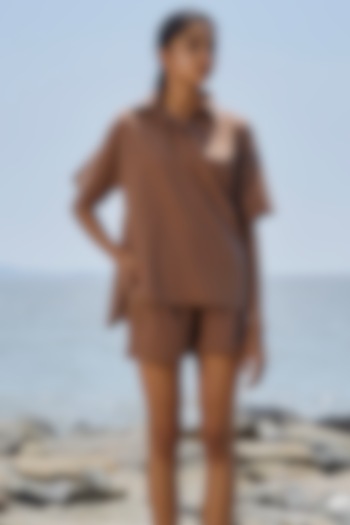 Beige Cotton Shirt by Mati at Pernia's Pop Up Shop