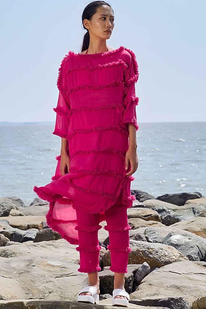 Pink Cotton Tiered Tunic by Mati at Pernia's Pop Up Shop