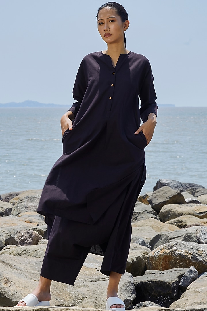 Black Cotton Tunic Set by Mati at Pernia's Pop Up Shop