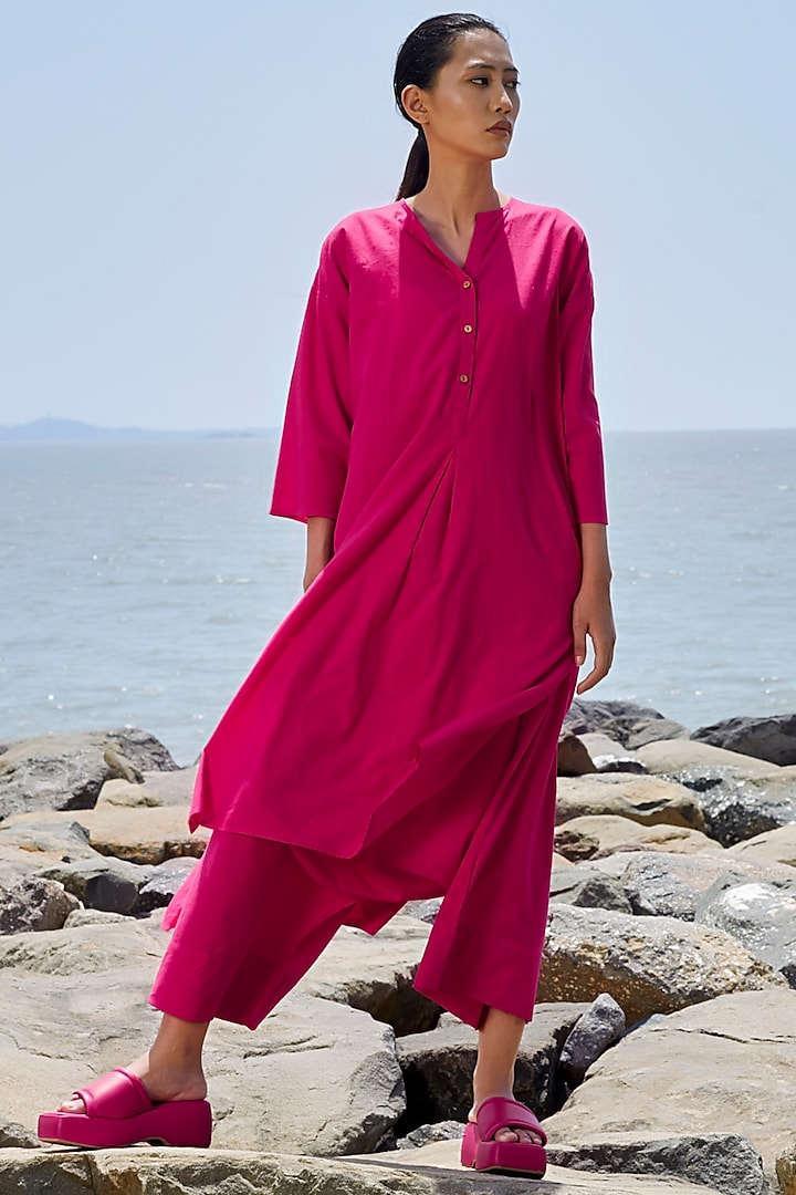 Pink Cotton High-Low Tunic by Mati