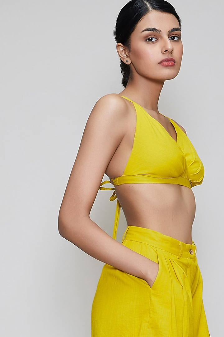 Yellow Handwoven Cotton Shorts by Mati at Pernia's Pop Up Shop