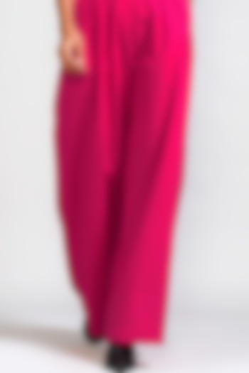 Pink Cotton Pleated Trousers by Mati at Pernia's Pop Up Shop