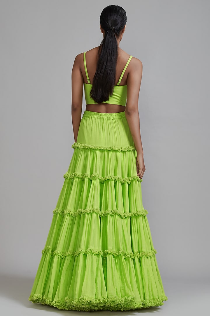 Neon Green Cotton Corset Top by Mati at Pernia's Pop Up Shop