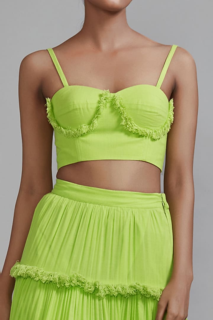 Neon Green Cotton Corset Top by Mati at Pernia's Pop Up Shop