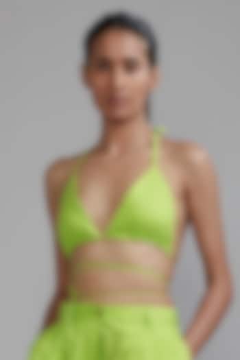 Buy Neon Green Overlap Bralette and SE Pants Set of 2 Pieces by Designer  MATI Online at