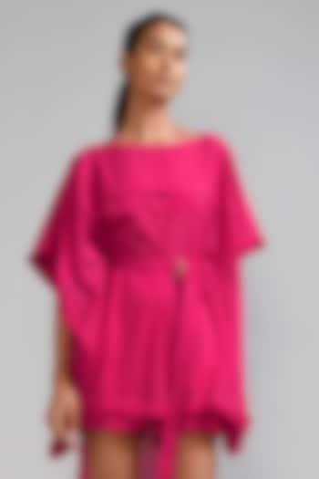 Pink Mul Kaftan Top With Belt by Mati at Pernia's Pop Up Shop