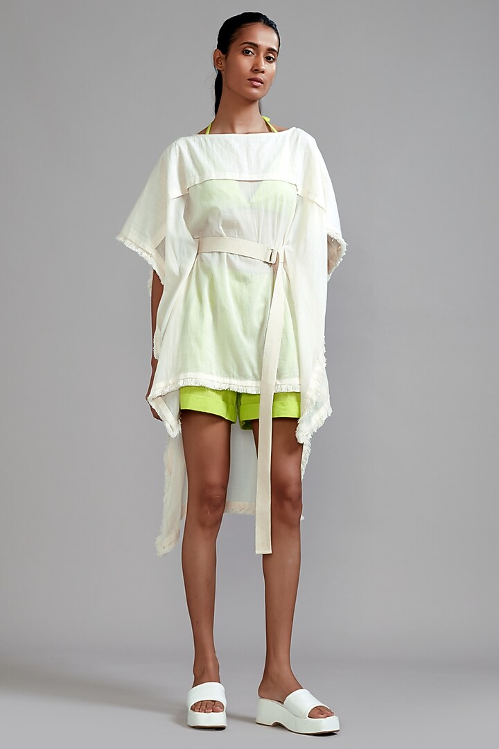 Off-White Mul Kaftan Top With Belt by Mati at Pernia's Pop Up Shop