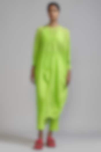 Neon Green Cotton Cowl Tunic Set by Mati at Pernia's Pop Up Shop