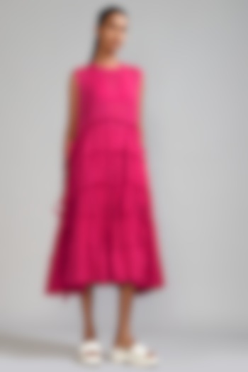 Pink Handwoven Mul Tiered Tunic by Mati at Pernia's Pop Up Shop