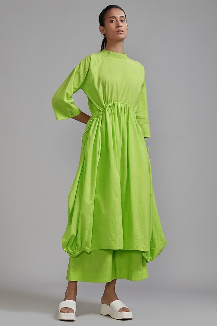 Neon Green Cotton Cowl Tunic by Mati at Pernia's Pop Up Shop