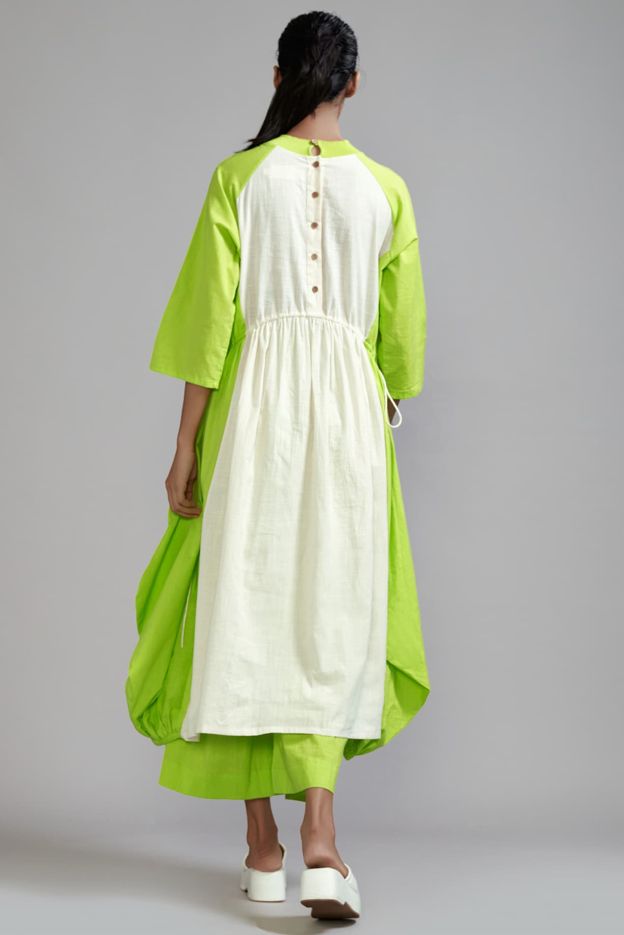 Neon Green Cotton High-Low Tunic Design by Mati at Pernia's Pop Up Shop 2023