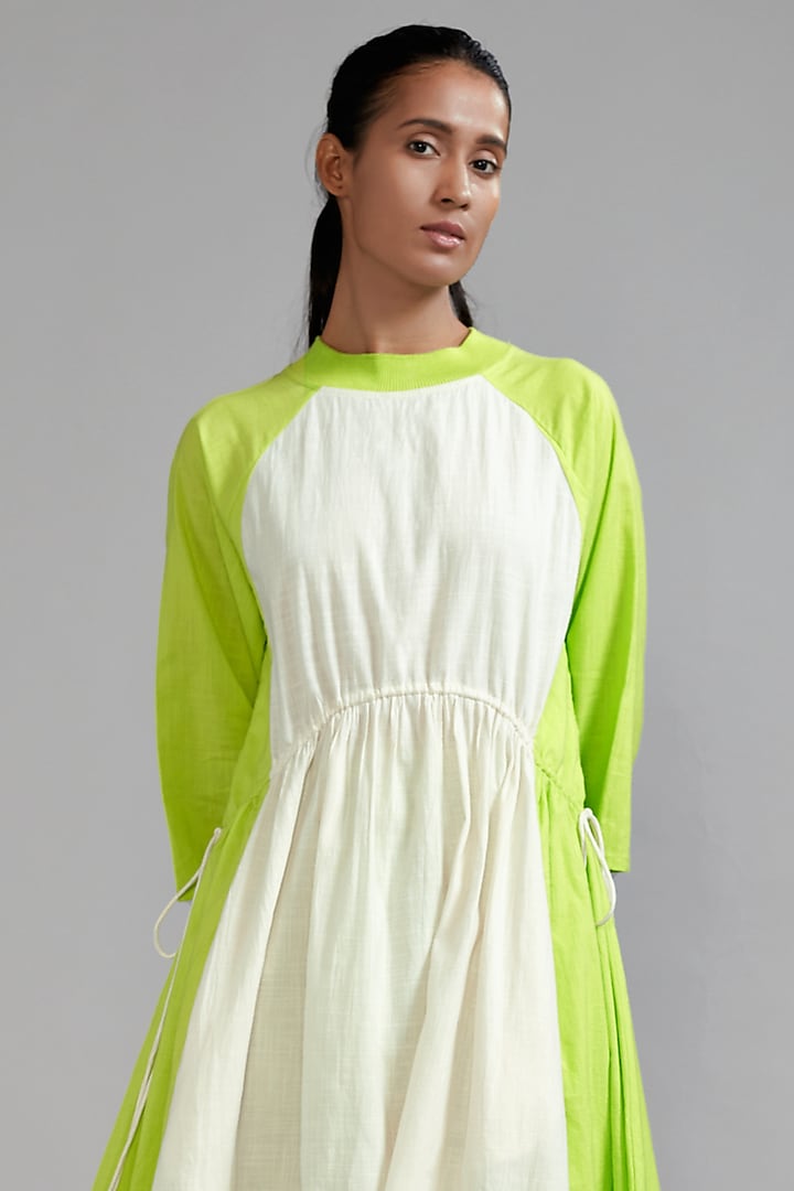 Neon Green Cotton High-Low Tunic by Mati