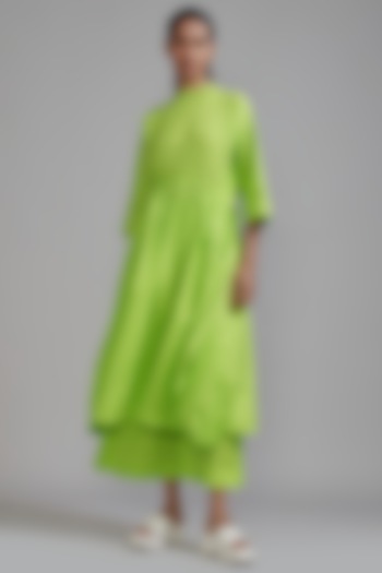 Neon Green Cotton Cowl Tunic Set by Mati at Pernia's Pop Up Shop