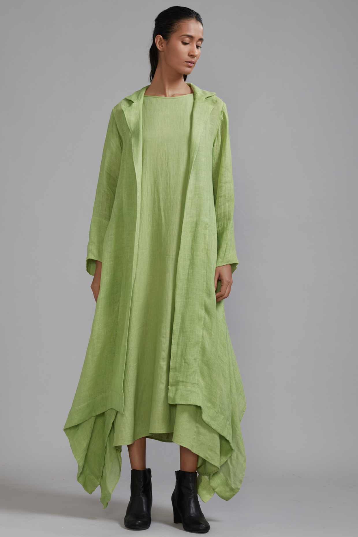 Green Linen Jacket Dress by Mati at Pernia's Pop Up Shop