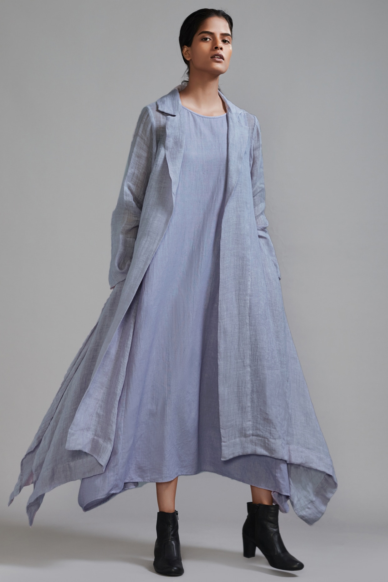 Lavender Linen Jacket Dress Design by Mati at Pernia's Pop Up Shop ...