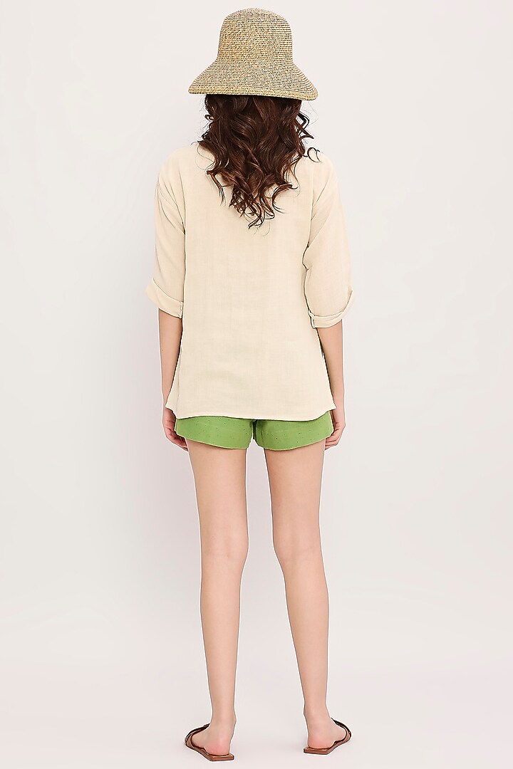 Coco Cream Cotton Hand Embroidered Top by Mati at Pernia's Pop Up Shop