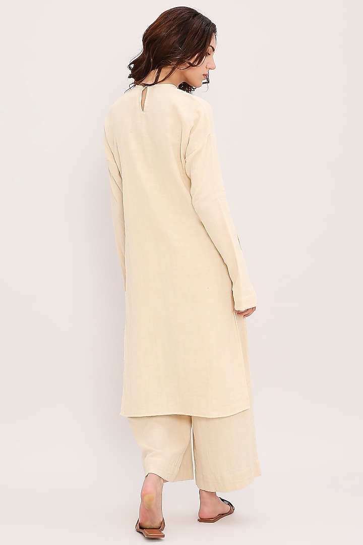Coco Cream Cotton Hand Embroidered Tunic Set by Mati at Pernia's Pop Up Shop