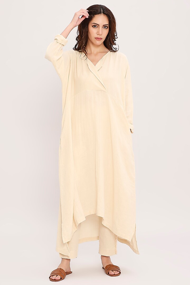 Coco Cream Handwoven Cotton Tunic Set by Mati at Pernia's Pop Up Shop