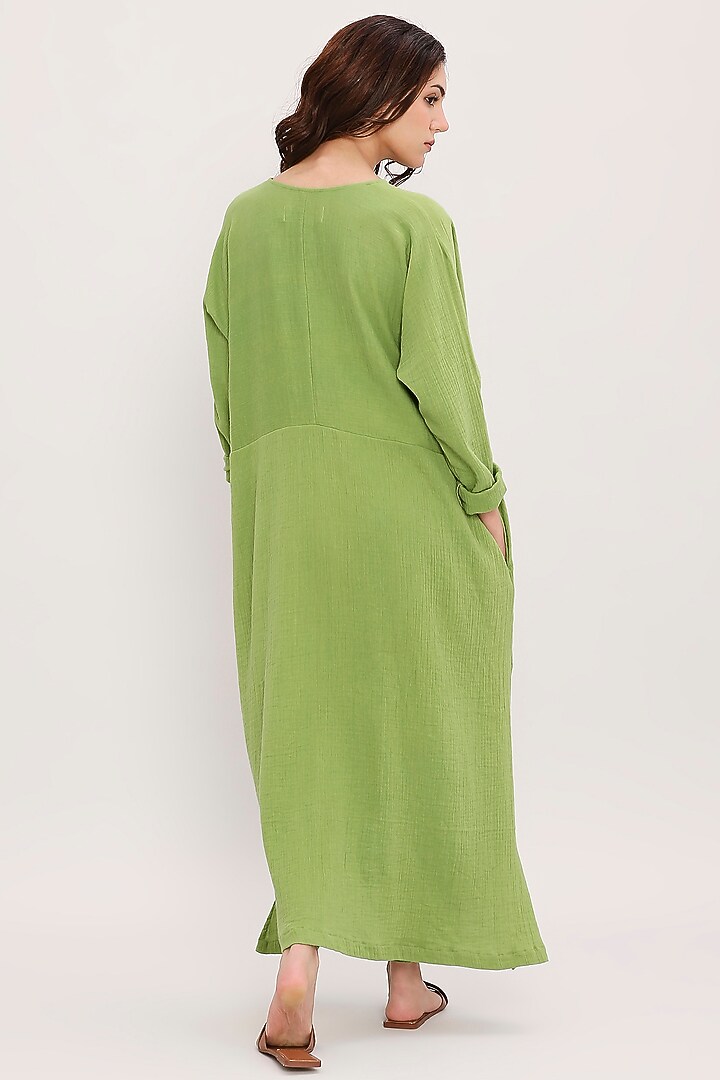 Green Handwoven Cotton Tunic Set by Mati at Pernia's Pop Up Shop