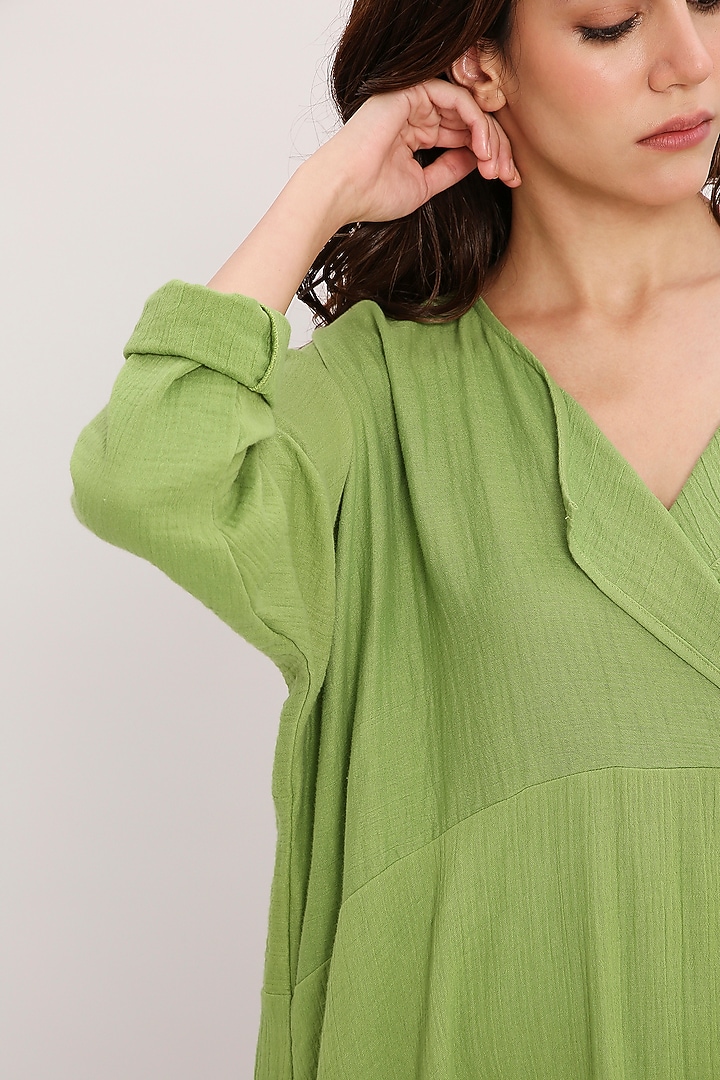 Green Handwoven Cotton Tunic Set by Mati at Pernia's Pop Up Shop