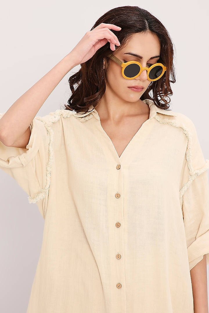 Cream Handwoven Cotton Co-Ord Set by Mati at Pernia's Pop Up Shop