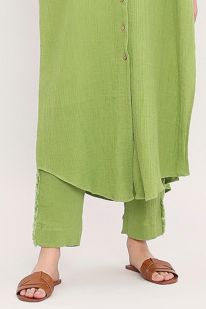 Green Handwoven Cotton Co-Ord Set by Mati at Pernia's Pop Up Shop