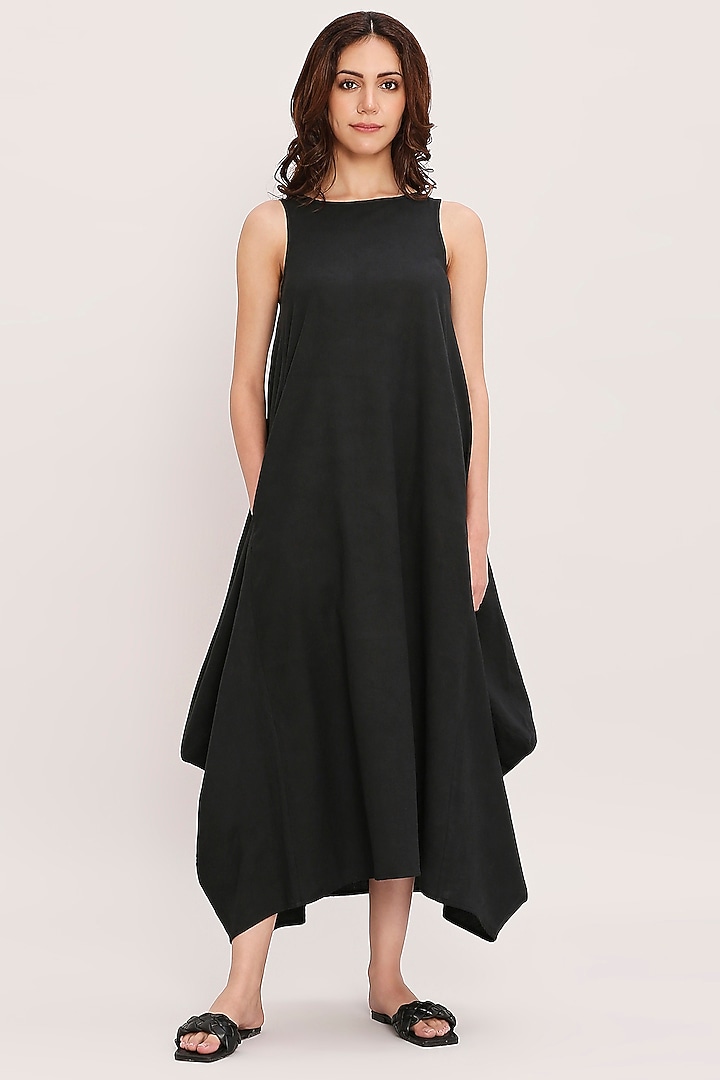 Black Cotton Cowl Summer Dress by Mati at Pernia's Pop Up Shop