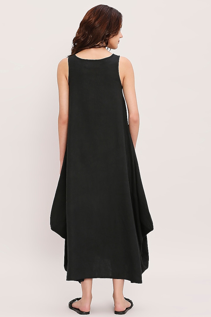 Black Cotton Cowl Summer Dress by Mati at Pernia's Pop Up Shop