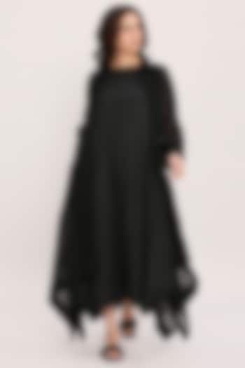 Black Cotton & Linen Jacket Vacation Dress by Mati at Pernia's Pop Up Shop