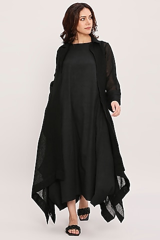 Black Cotton & Linen Jacket Dress by Mati