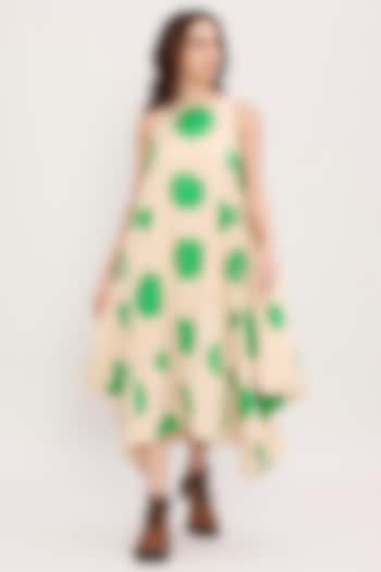 Green Cotton Hand Block Printed Cowl Summer Dress by Mati at Pernia's Pop Up Shop