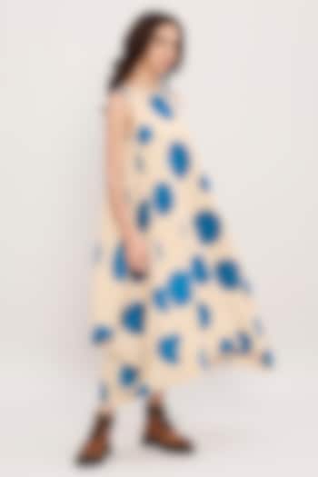 Blue Cotton Hand Block Printed Cowl Summer Dress by Mati at Pernia's Pop Up Shop