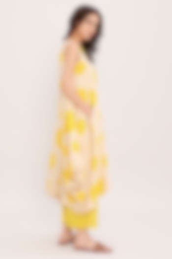 White & Yellow Cotton Hand Block Printed Tunic Set by Mati at Pernia's Pop Up Shop