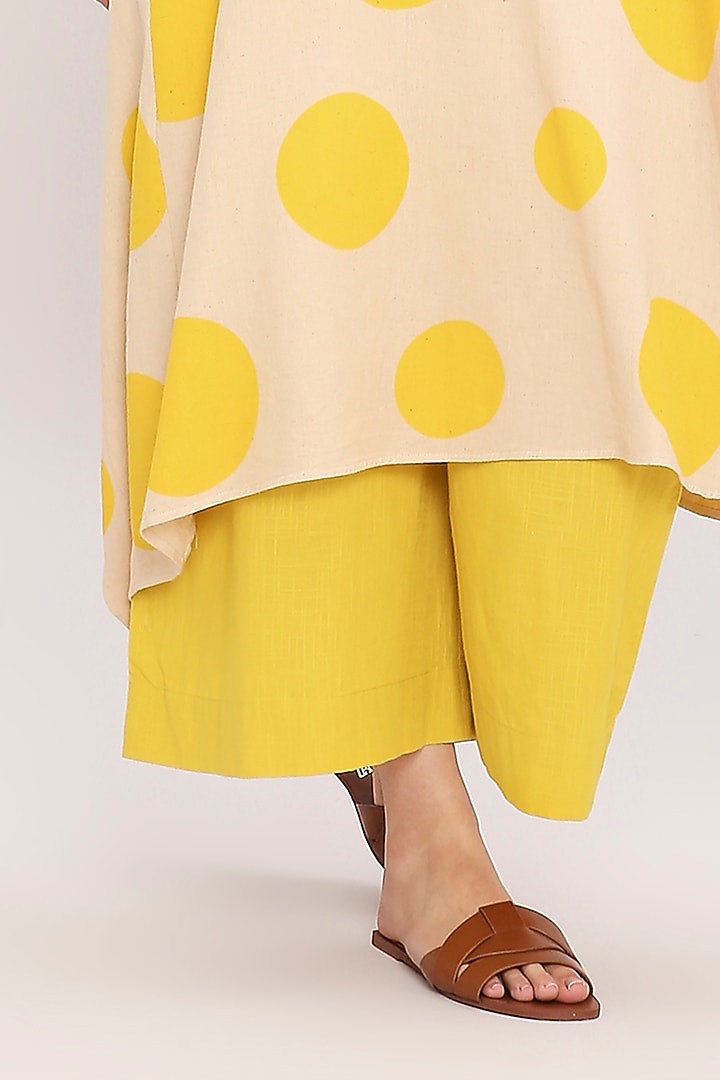 White & Yellow Cotton Hand Block Printed Tunic Set by Mati at Pernia's Pop Up Shop