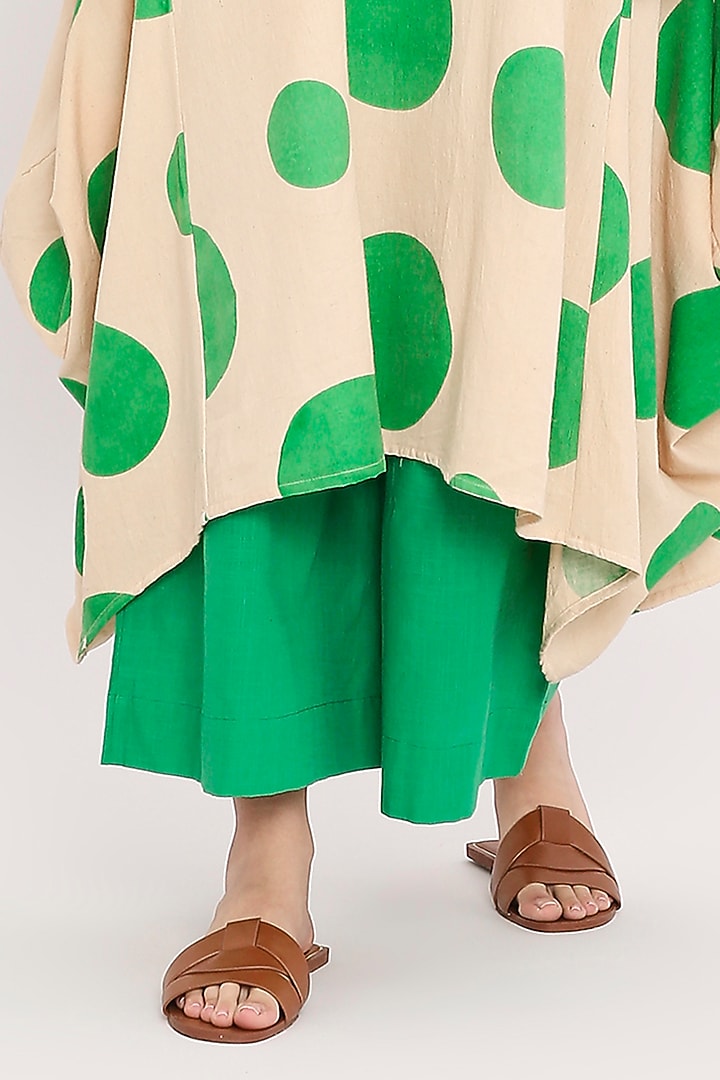 White & Green Cotton Hand Block Printed Tunic Set by Mati at Pernia's Pop Up Shop