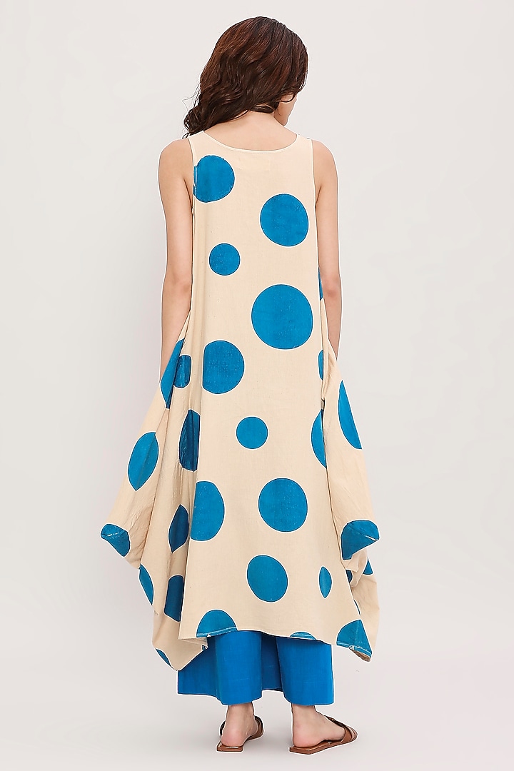 Blue Cotton Hand Block Printed Tunic Set by Mati at Pernia's Pop Up Shop