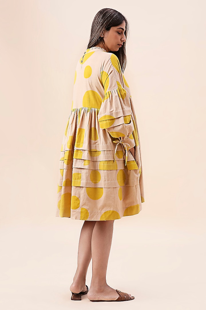 Yellow Cotton Hand Block Printed Summer Dress by Mati at Pernia's Pop Up Shop