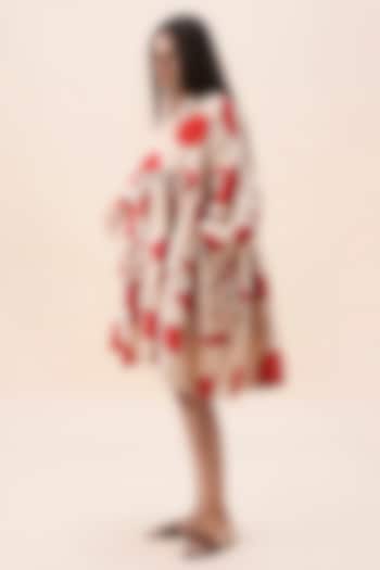 Red Cotton Hand Block Printed Summer Dress by Mati at Pernia's Pop Up Shop