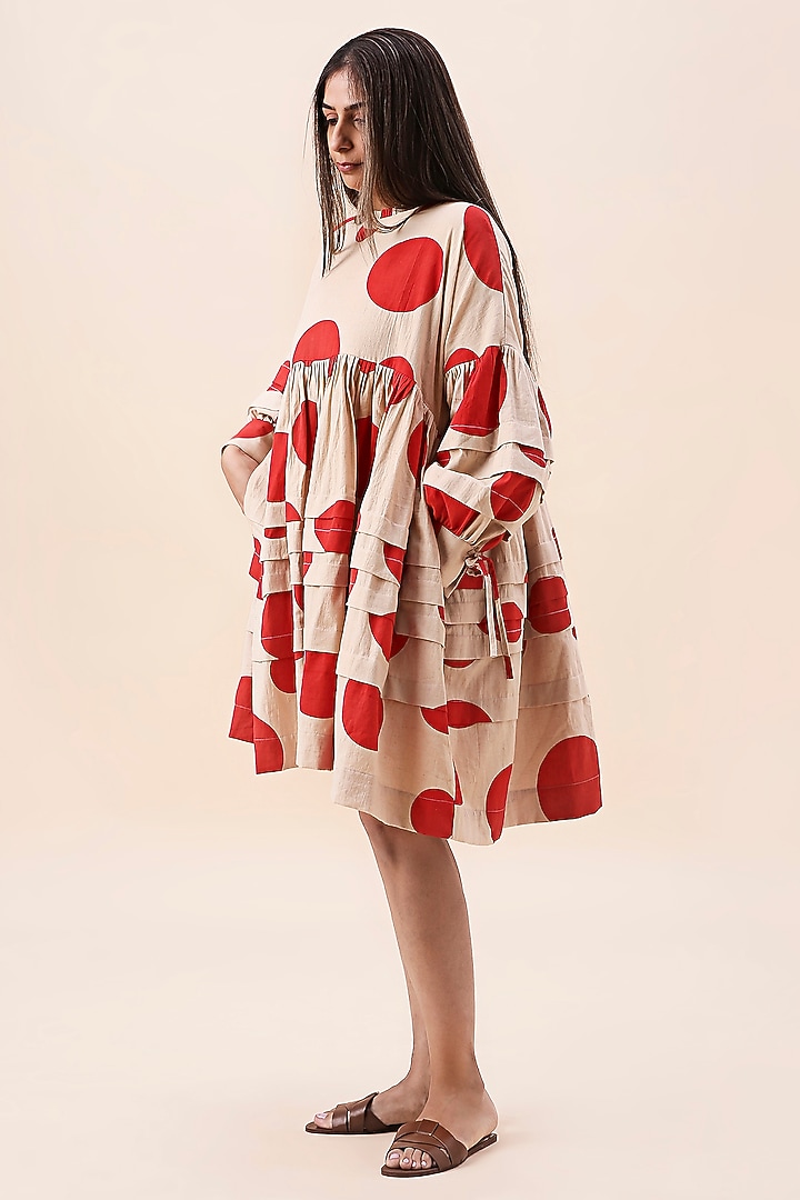 Red Cotton Hand Block Printed Summer Dress by Mati at Pernia's Pop Up Shop