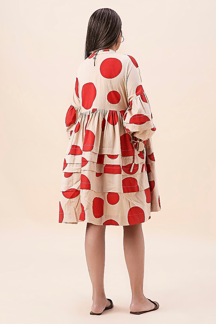 Red Cotton Hand Block Printed Summer Dress by Mati at Pernia's Pop Up Shop