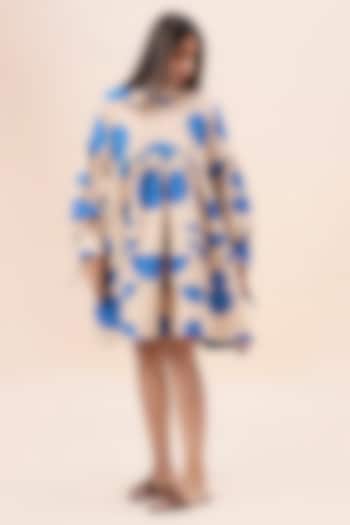 Blue Cotton Hand Block Printed Summer Dress by Mati at Pernia's Pop Up Shop