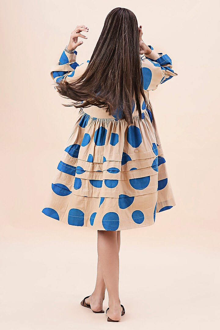 Blue Cotton Hand Block Printed Summer Dress by Mati at Pernia's Pop Up Shop